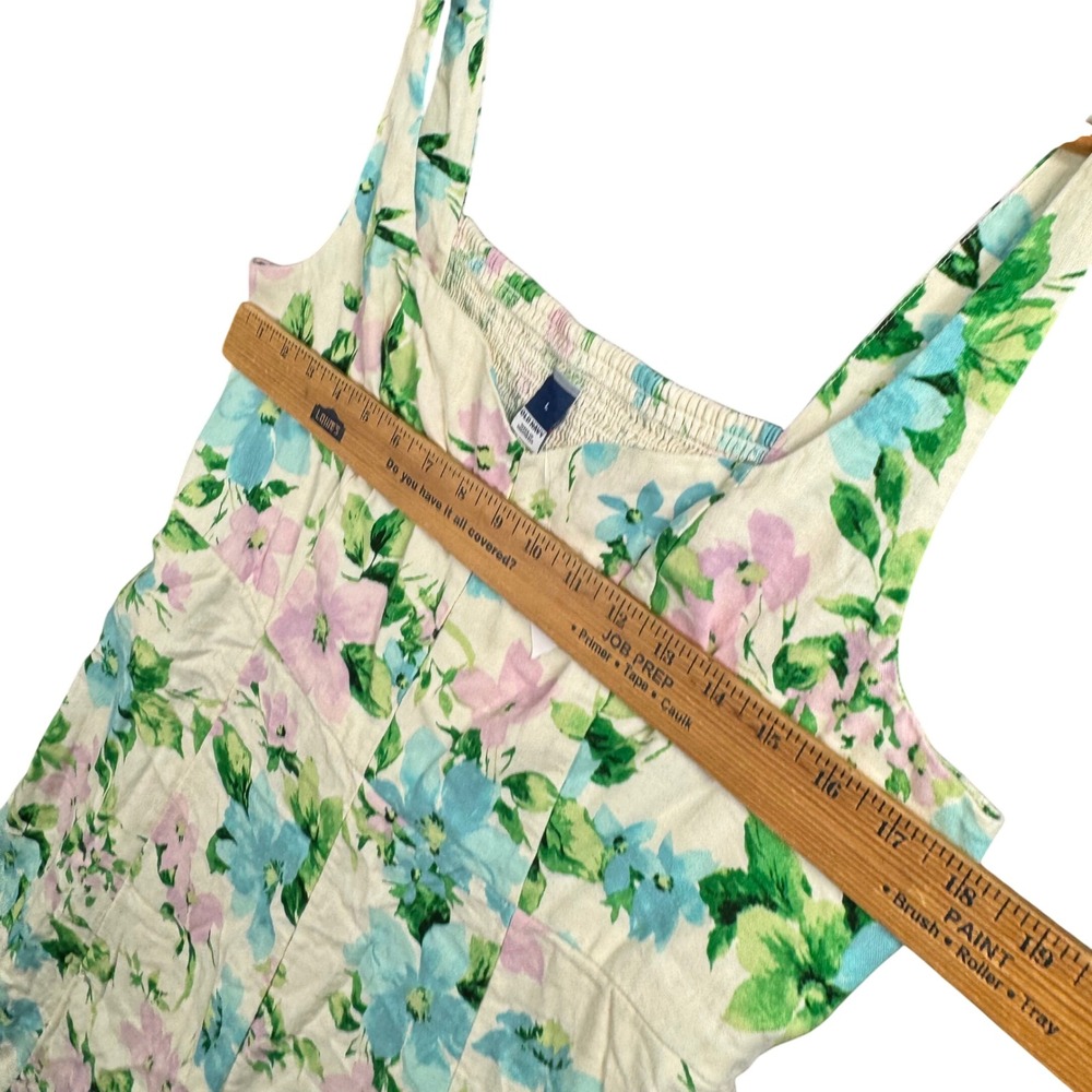 Cottagecore Floral Midi Sundress Prairie Garden Party Linen Blend‎ Smocked NWT L - Picture 6 of 12